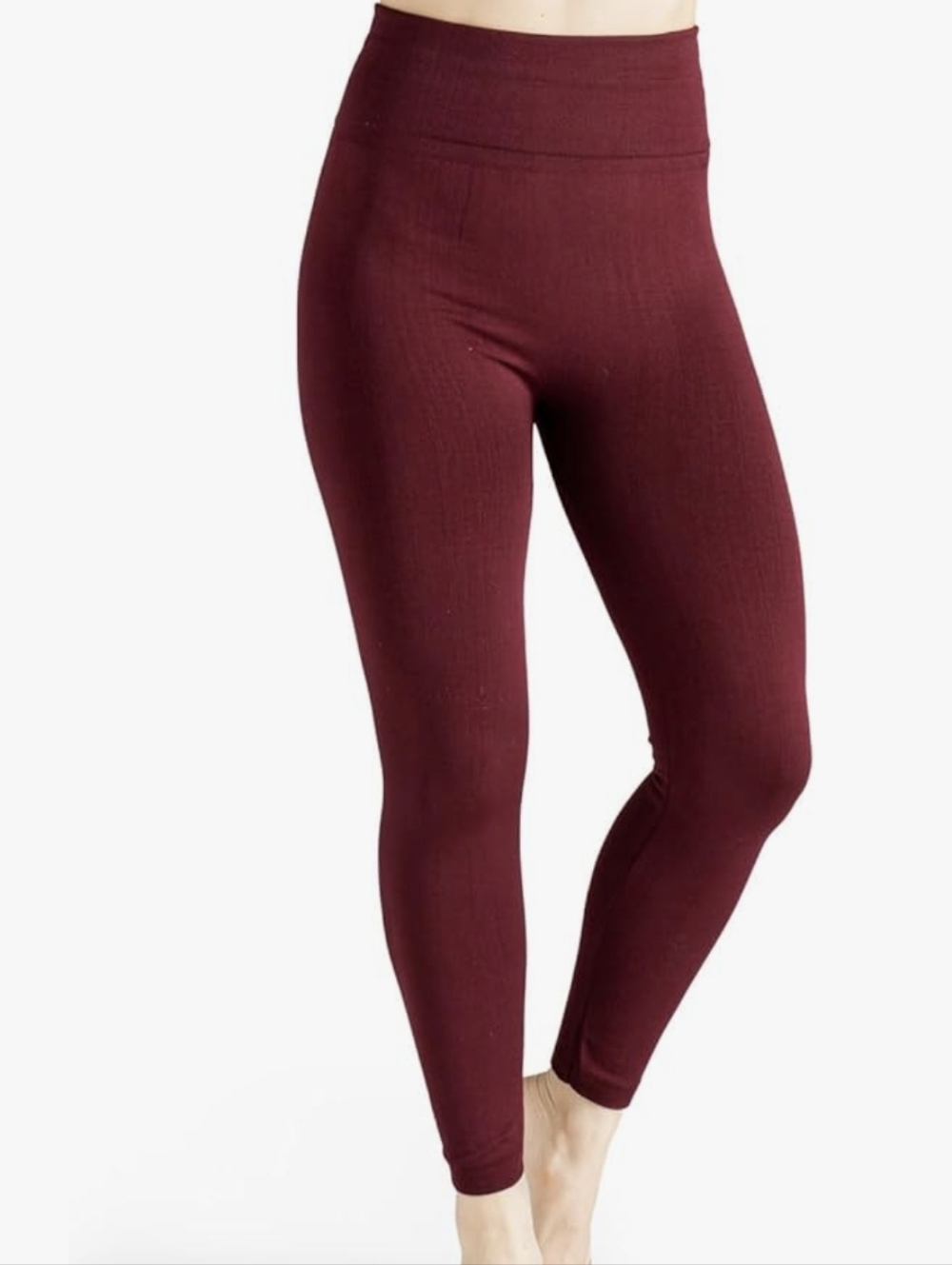 EUC Kathy High Waist Burgundy Red Fleece Lined Leggings